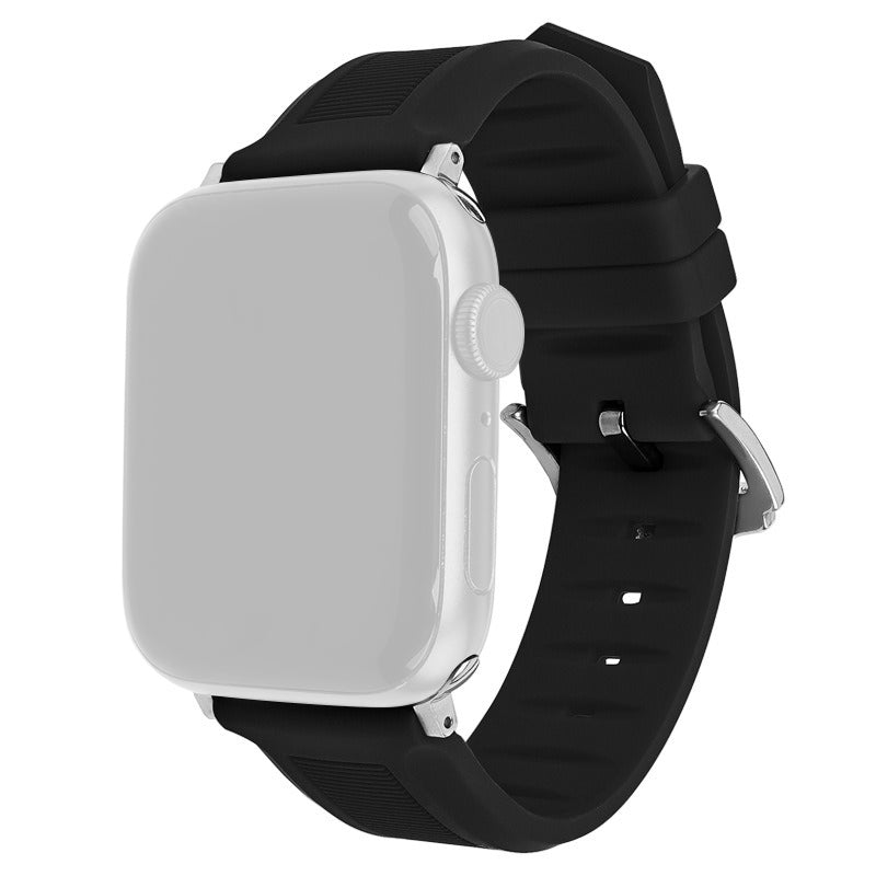 For Apple Watch Ultra 2 Ultra 49mm / Series 9 8 7 45mm / 6 5 4 SE (2022) SE (2023) SE 44mm / 3 2 1 42mm Watch Strap Silicone Band - Black