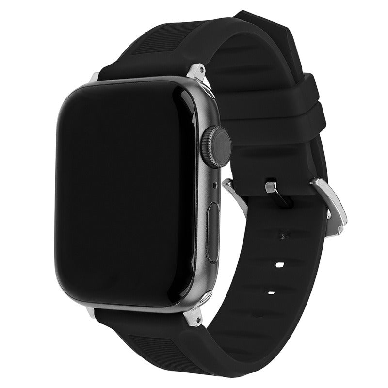 For Apple Watch Ultra 2 Ultra 49mm / Series 9 8 7 45mm / 6 5 4 SE (2022) SE (2023) SE 44mm / 3 2 1 42mm Watch Strap Silicone Band - Black