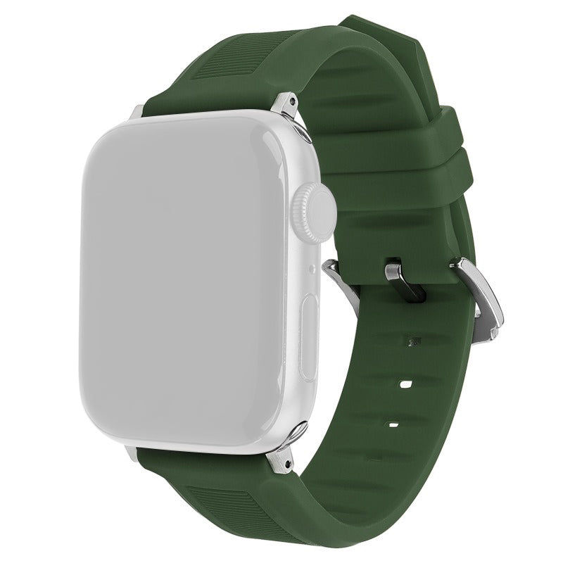 For Apple Watch Ultra 2 Ultra 49mm / Series 9 8 7 45mm / 6 5 4 SE (2022) SE (2023) SE 44mm / 3 2 1 42mm Watch Strap Silicone Band - Army Green