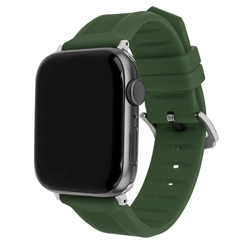 For Apple Watch Ultra 2 Ultra 49mm / Series 9 8 7 45mm / 6 5 4 SE (2022) SE (2023) SE 44mm / 3 2 1 42mm Watch Strap Silicone Band - Army Green