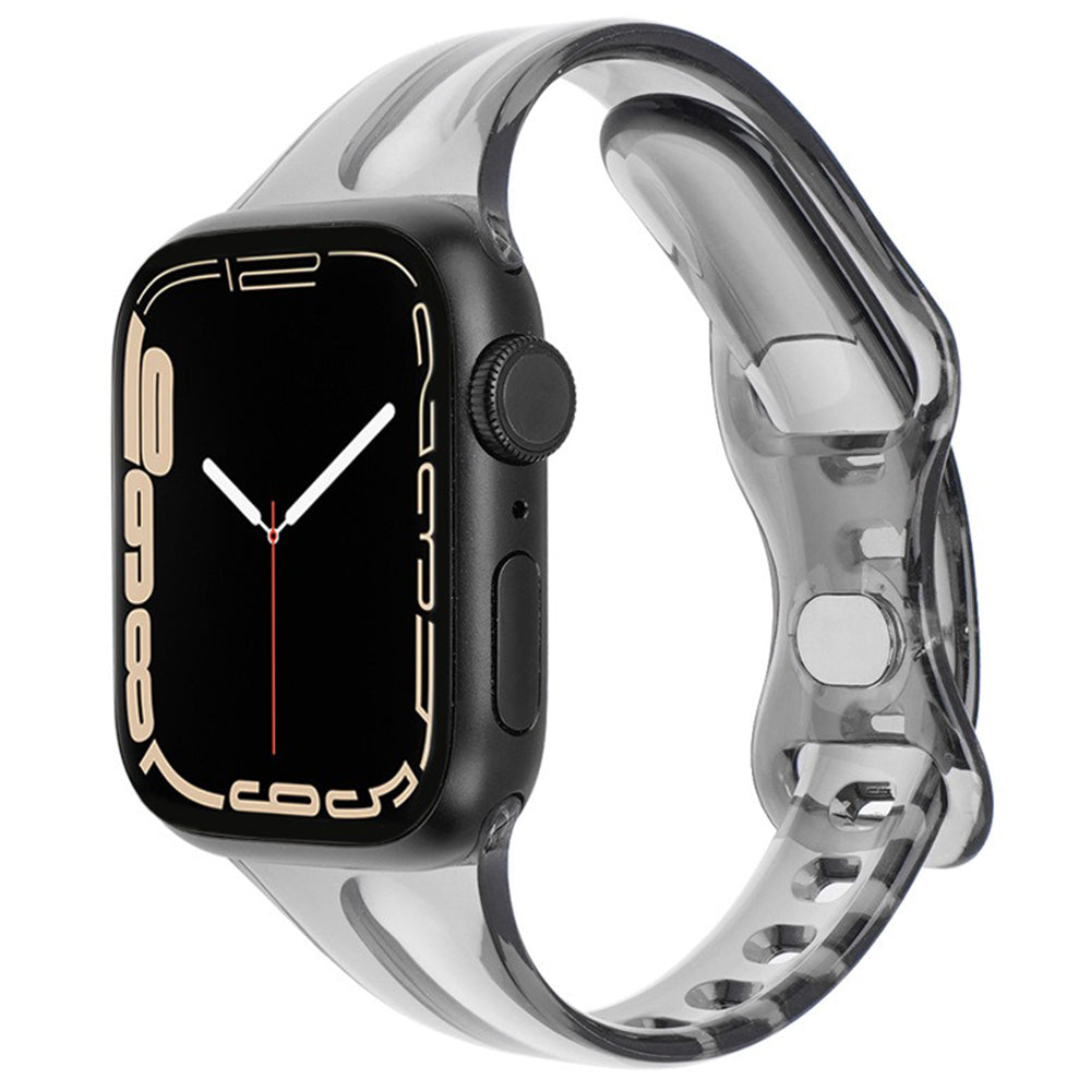 For Apple Watch Series 9 8 7 41mm / 6 5 4 SE (2022) SE (2023) SE 40mm / 3 2 1 38mm Watch Band TPU Adjustable Strap - Black