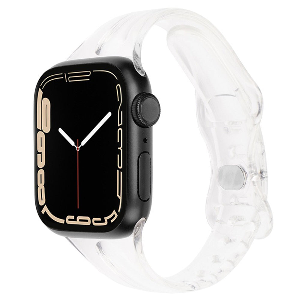 For Apple Watch Series 9 8 7 41mm / 6 5 4 SE (2022) SE (2023) SE 40mm / 3 2 1 38mm Watch Band TPU Adjustable Strap - Transparent