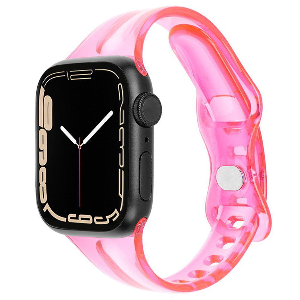 For Apple Watch Series 9 8 7 41mm / 6 5 4 SE (2022) SE (2023) SE 40mm / 3 2 1 38mm Watch Band TPU Adjustable Strap - Pink