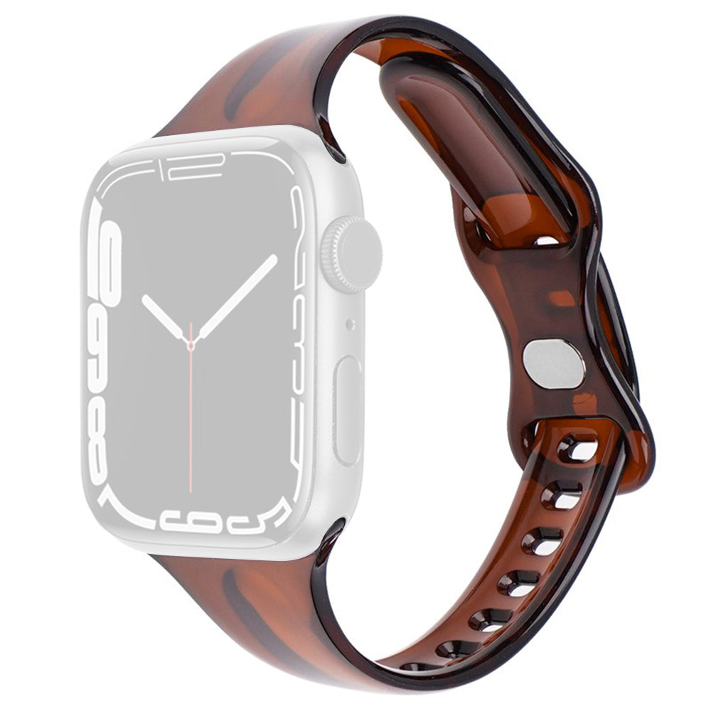 For Apple Watch Series 9 8 7 41mm / 6 5 4 SE (2022) SE (2023) SE 40mm / 3 2 1 38mm Watch Band TPU Adjustable Strap - Brown