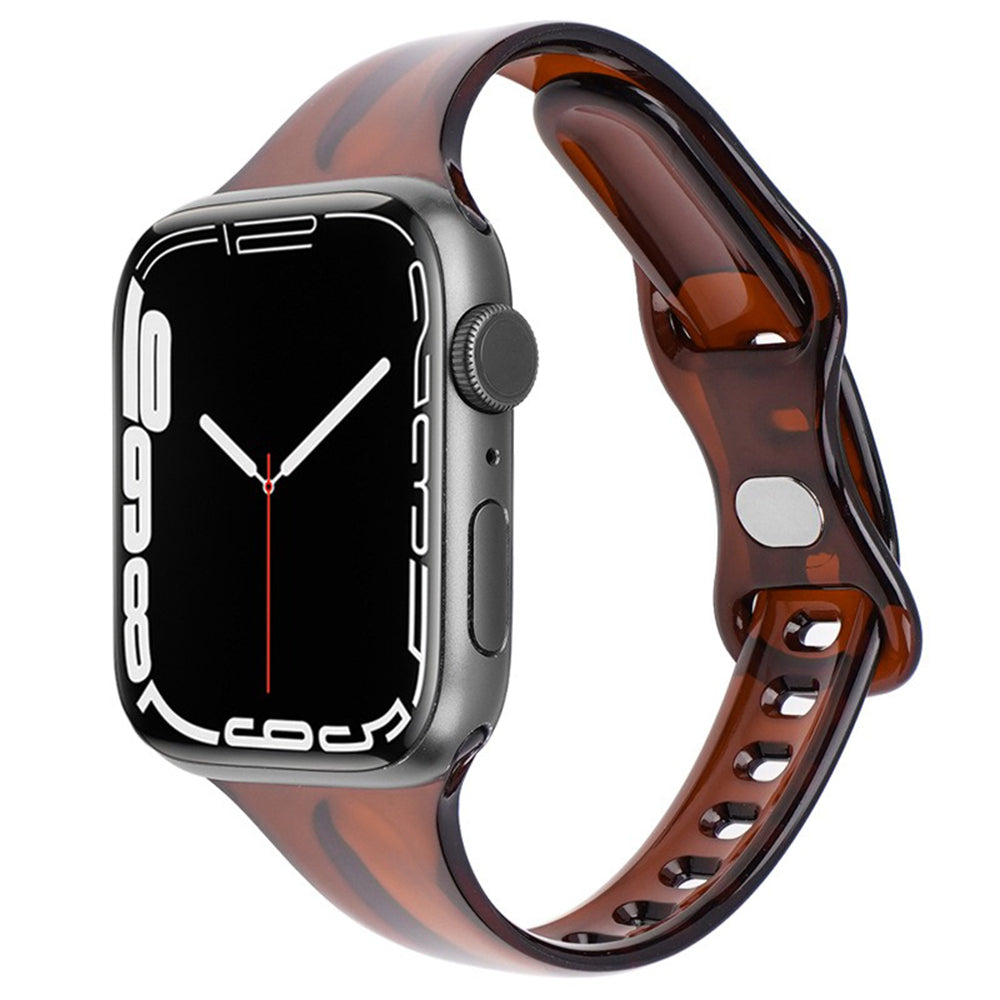 For Apple Watch Series 9 8 7 41mm / 6 5 4 SE (2022) SE (2023) SE 40mm / 3 2 1 38mm Watch Band TPU Adjustable Strap - Brown