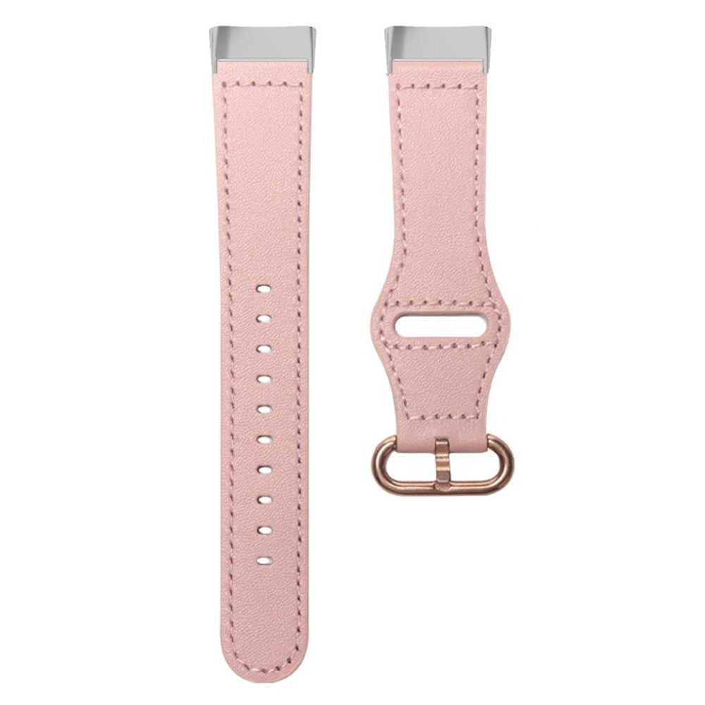 For Fitbit Charge 6 / Charge 5 / Charge 4 Replacement Wrist Band Genuine Cow Leather Strap - Pink