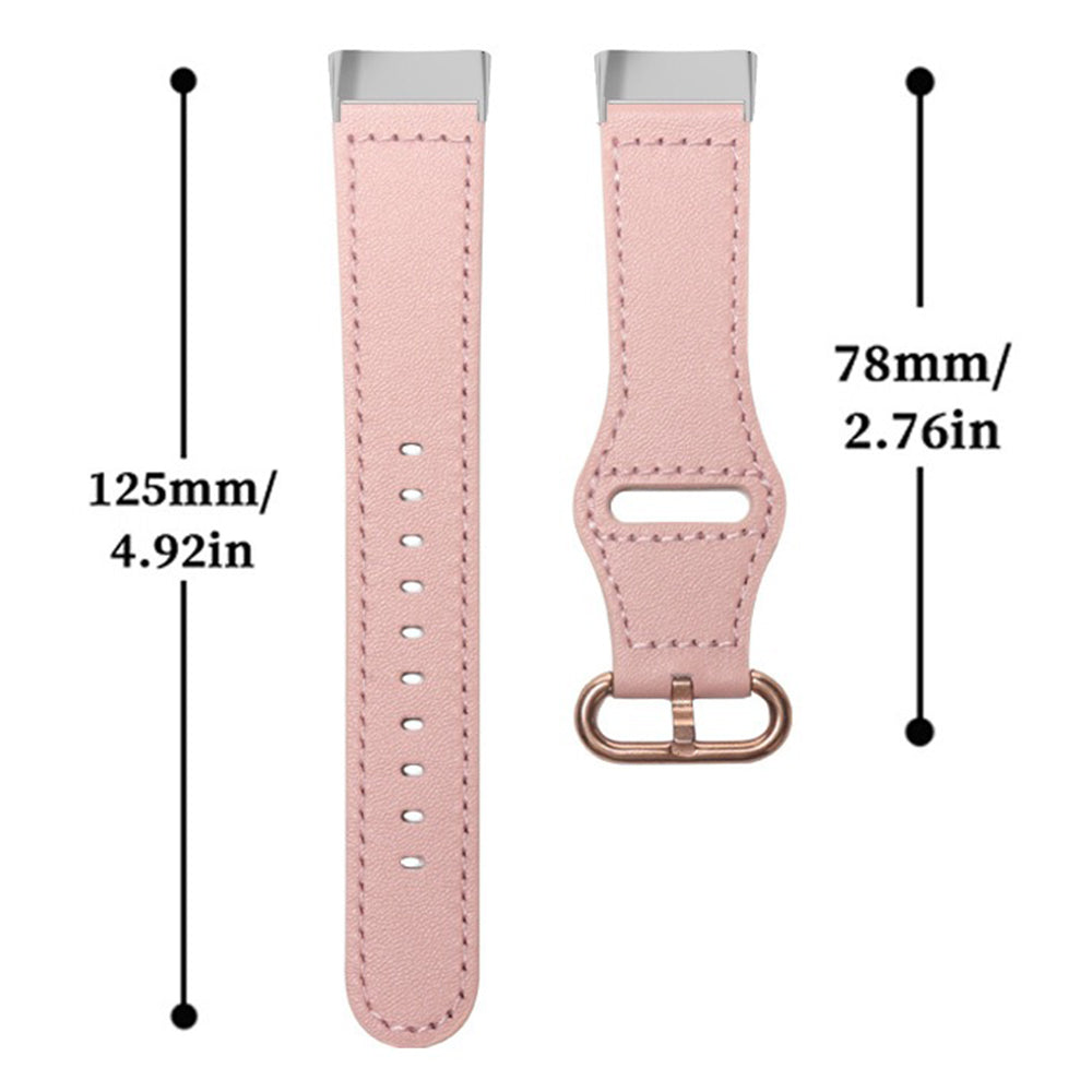 For Fitbit Charge 6 / Charge 5 / Charge 4 Replacement Wrist Band Genuine Cow Leather Strap - Pink