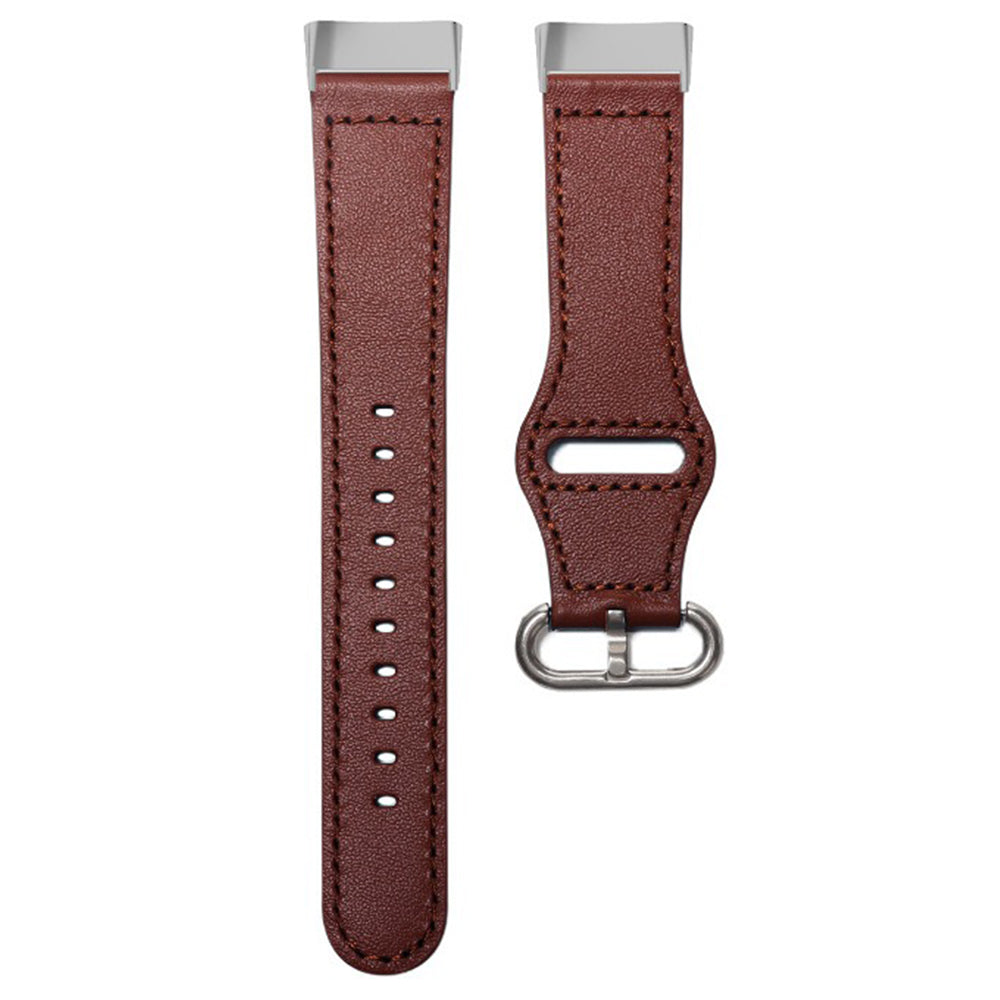 For Fitbit Charge 6 / Charge 5 / Charge 4 Replacement Wrist Band Genuine Cow Leather Strap - Brown