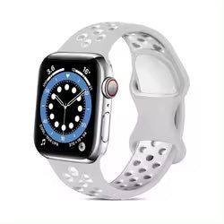 For Apple Watch Series 9 8 7 41mm / 6 5 4 SE (2022) SE (2023) SE 40mm / 3 2 1 38mm Silicone Watch Band Dual Color Strap - Grey+Silver White