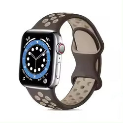 For Apple Watch Series 9 8 7 41mm / 6 5 4 SE (2022) SE (2023) SE 40mm / 3 2 1 38mm Silicone Watch Band Dual Color Strap - Smoky Purple+Brown