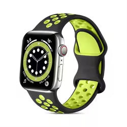 For Apple Watch Ultra 2 Ultra 49mm / Series 9 8 7 45mm / 6 5 4 SE (2022) SE (2023) SE 44mm / 3 2 1 42 Silicone Watch Strap - Black+Yellow