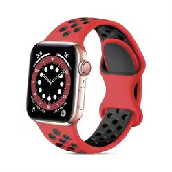 For Apple Watch Ultra 2 Ultra 49mm / Series 9 8 7 45mm / 6 5 4 SE (2022) SE (2023) SE 44mm / 3 2 1 42 Silicone Watch Strap - Red+Black