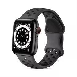 For Apple Watch Ultra 2 Ultra 49mm / Series 9 8 7 45mm / 6 5 4 SE (2022) SE (2023) SE 44mm / 3 2 1 42 Silicone Watch Strap - Dark Grey+Black