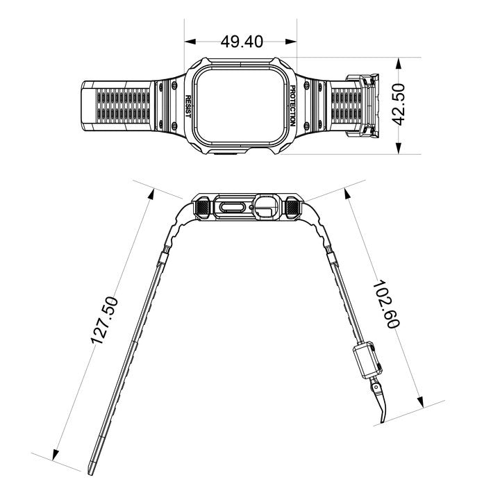 For Apple Watch Series 7 8 9 41mm / Series 7 8 9 45mm TPU Watch Strap with Case - Transparent Black