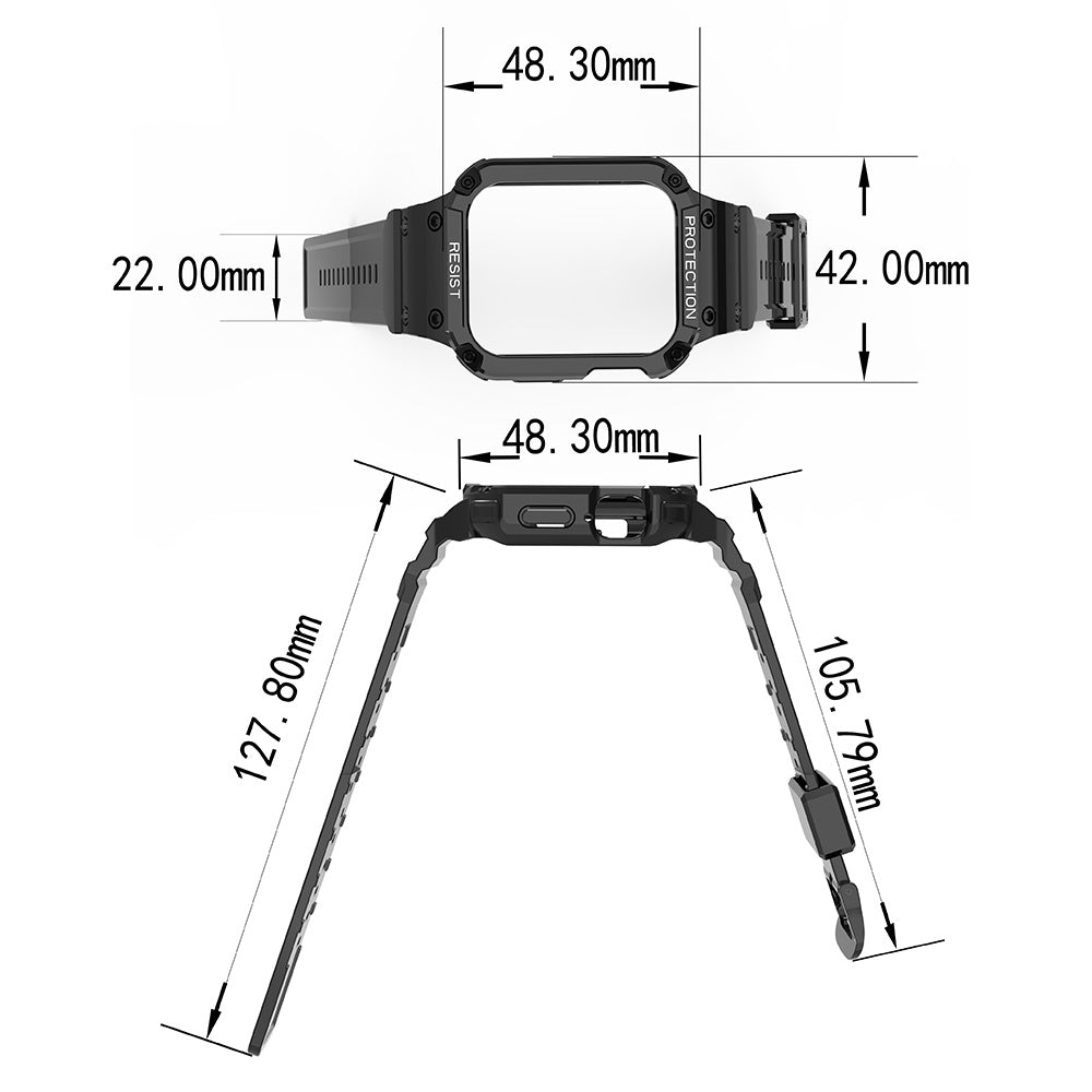 For Apple Watch Series 9 8 7 41mm / 9 8 7 41 45mm Watch Band Replacement TPU Strap with Case Cover - Black