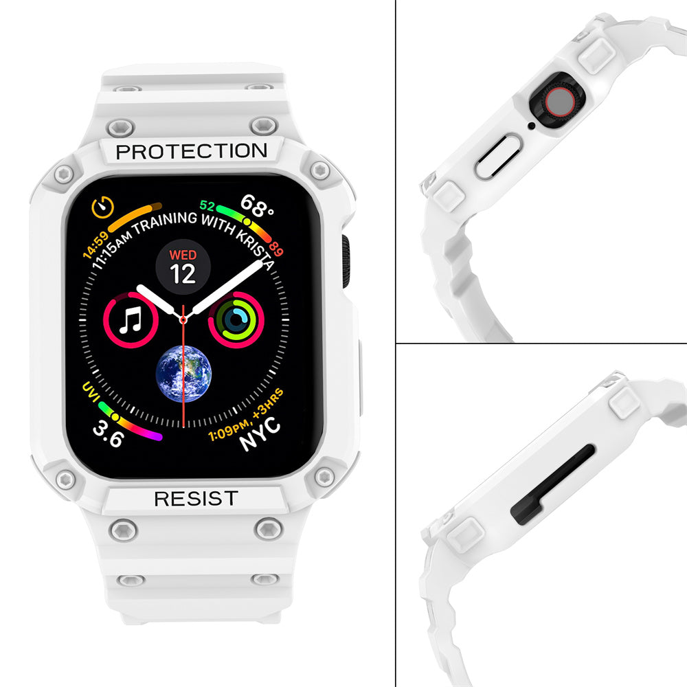 For Apple Watch Series 9 8 7 41mm / 9 8 7 41 45mm Watch Band Replacement TPU Strap with Case Cover - White