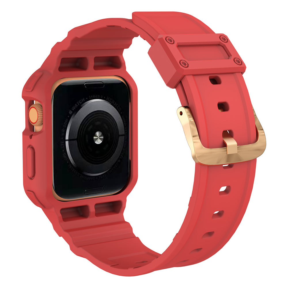 For Apple Watch Series 9 8 7 41mm / 9 8 7 41 45mm Watch Band Replacement TPU Strap with Case Cover - Red
