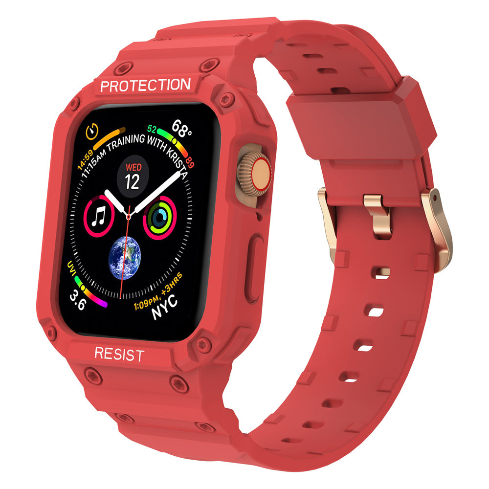 For Apple Watch Series 9 8 7 41mm / 9 8 7 41 45mm Watch Band Replacement TPU Strap with Case Cover - Red