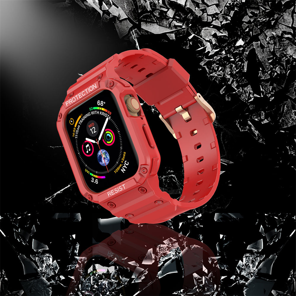 For Apple Watch Series 9 8 7 41mm / 9 8 7 41 45mm Watch Band Replacement TPU Strap with Case Cover - Red