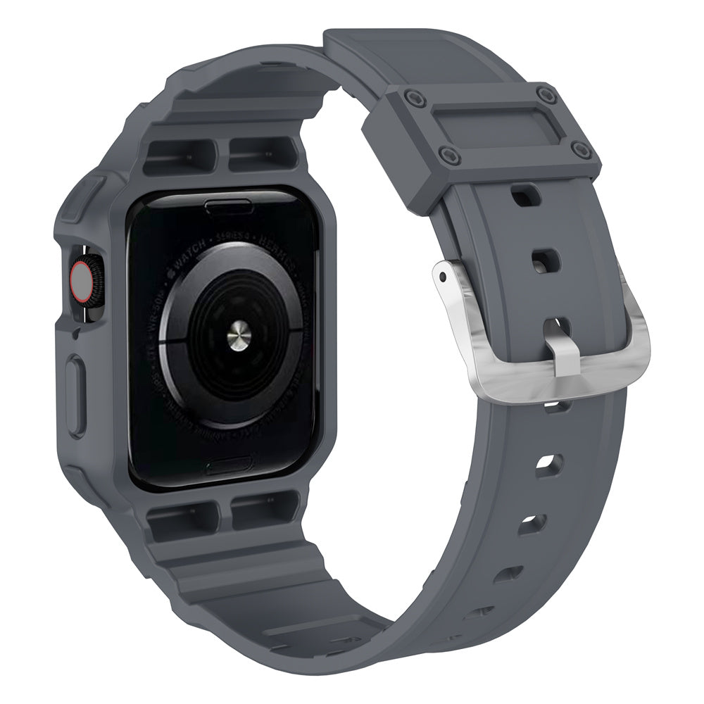 For Apple Watch Series 9 8 7 41mm / 9 8 7 41 45mm Watch Band Replacement TPU Strap with Case Cover - Grey