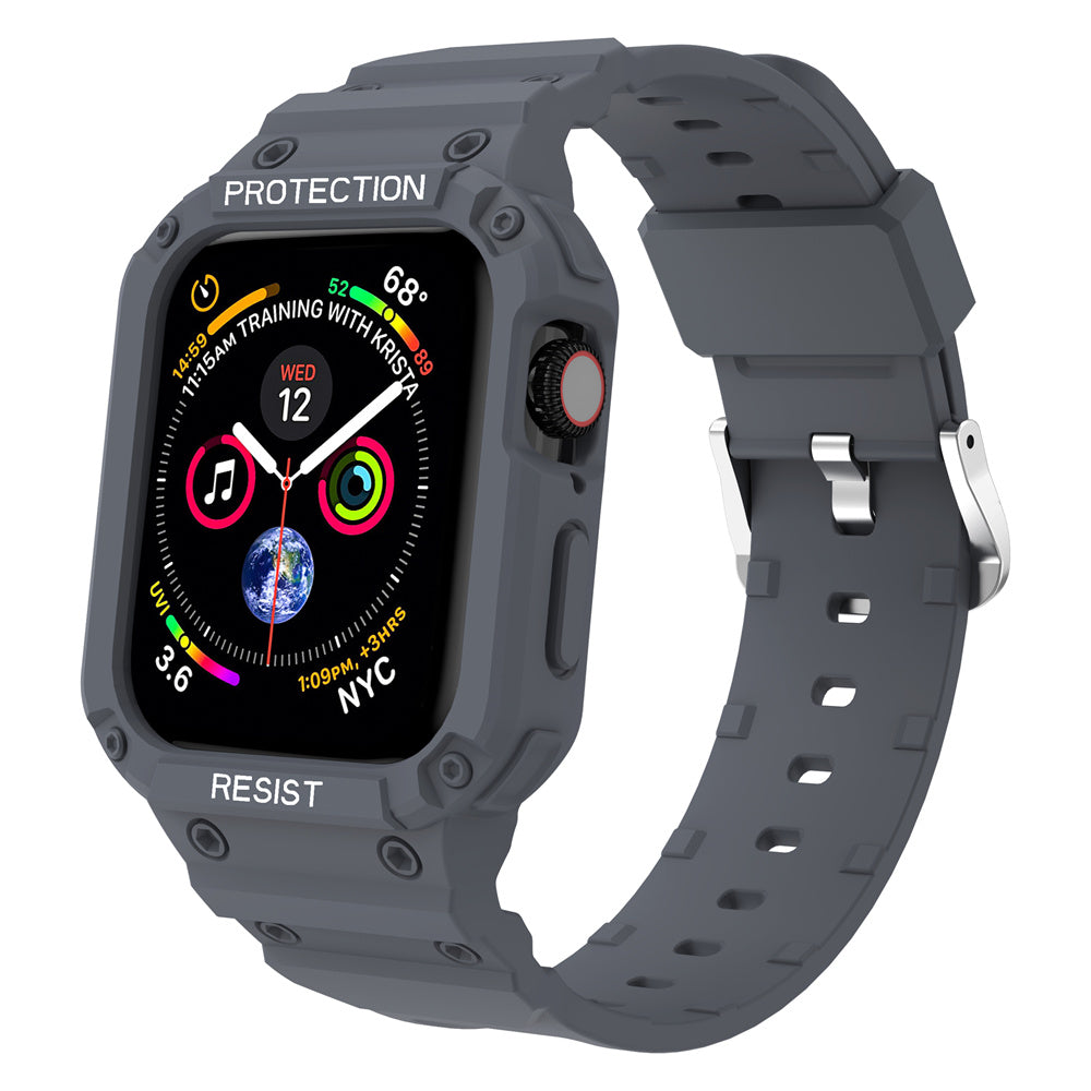 For Apple Watch Series 9 8 7 41mm / 9 8 7 41 45mm Watch Band Replacement TPU Strap with Case Cover - Grey