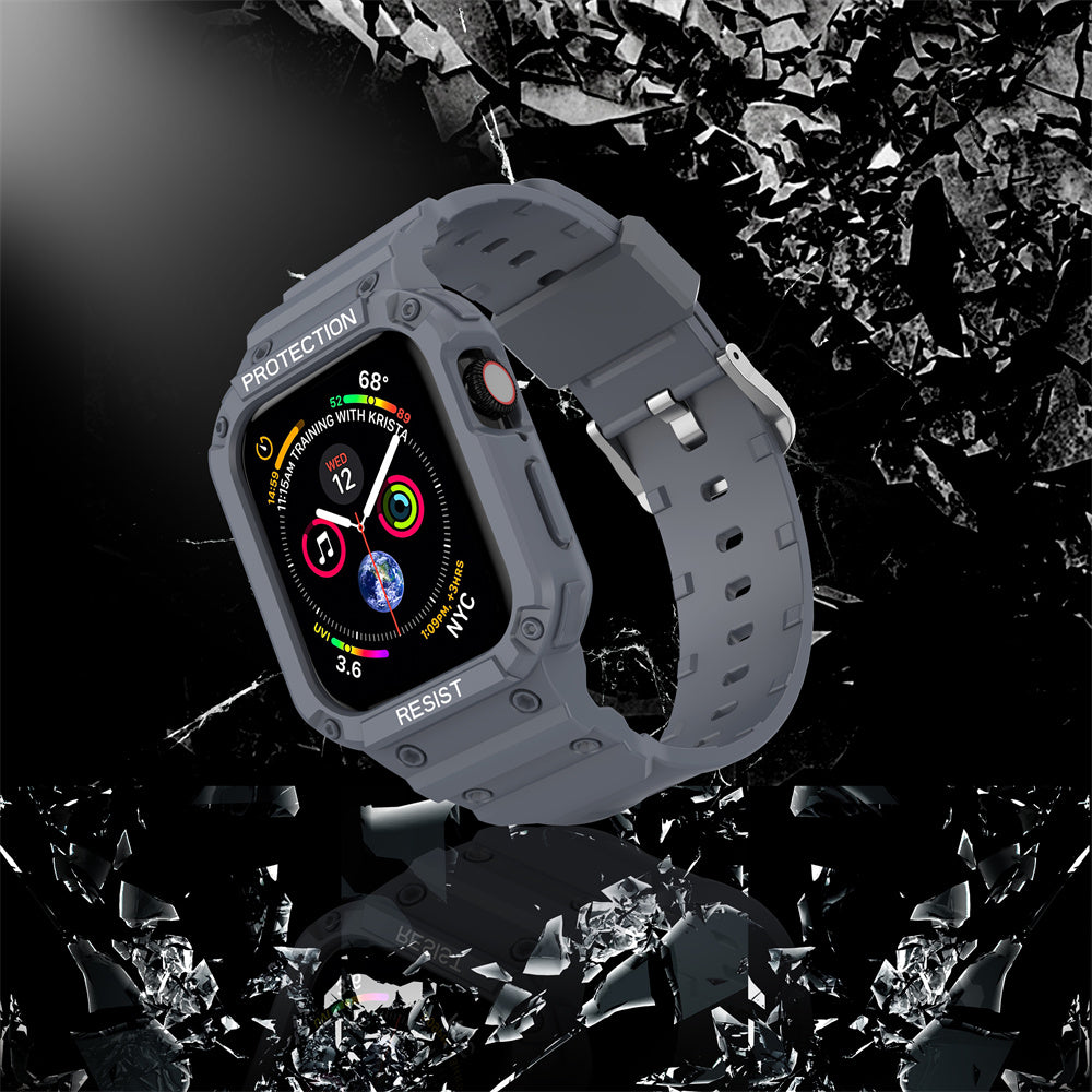 For Apple Watch Series 9 8 7 41mm / 9 8 7 41 45mm Watch Band Replacement TPU Strap with Case Cover - Grey