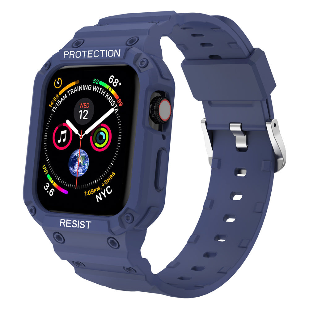 For Apple Watch Series 9 8 7 41mm / 9 8 7 41 45mm Watch Band Replacement TPU Strap with Case Cover - Blue