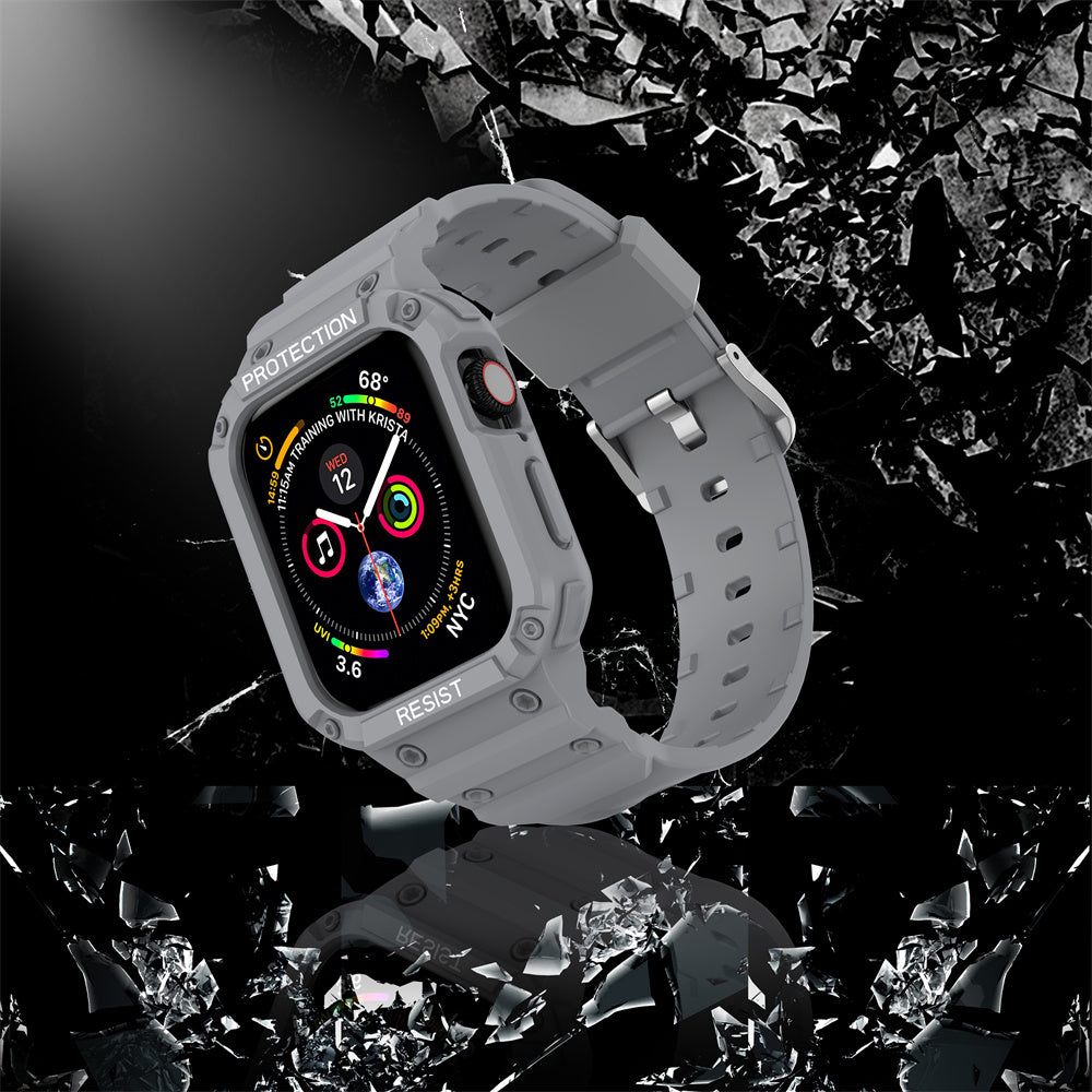 For Apple Watch Series 9 8 7 41mm / 9 8 7 41 45mm Watch Band Replacement TPU Strap with Case Cover - Light Grey