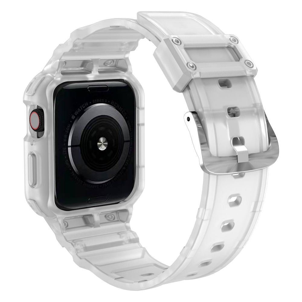 For Apple Watch Series 9 8 7 41mm / 9 8 7 41 45mm Watch Band Replacement TPU Strap with Case Cover - Transparent