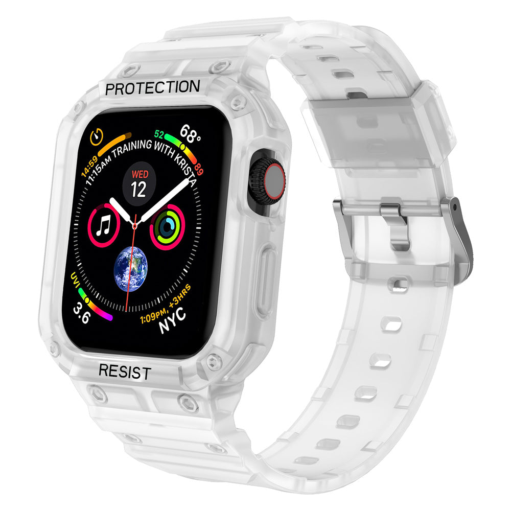 For Apple Watch Series 9 8 7 41mm / 9 8 7 41 45mm Watch Band Replacement TPU Strap with Case Cover - Transparent