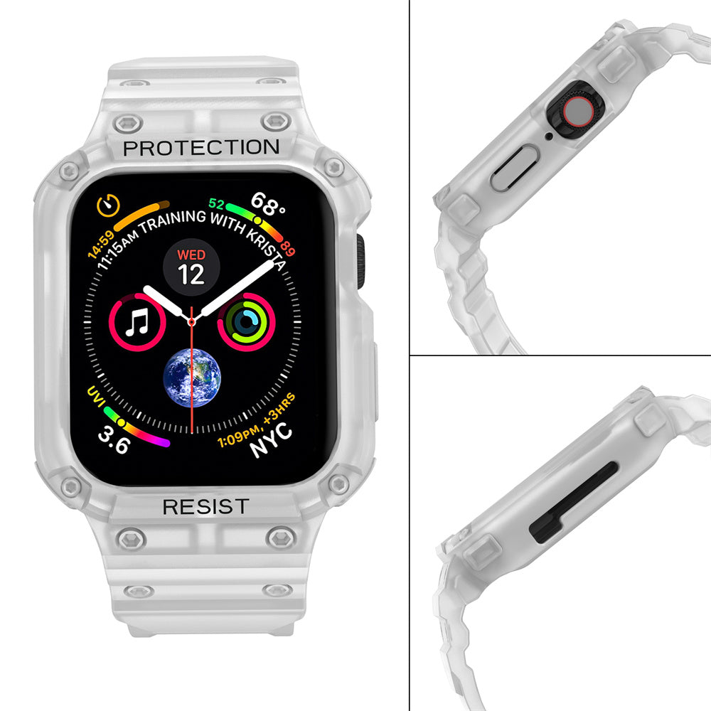 For Apple Watch Series 9 8 7 41mm / 9 8 7 41 45mm Watch Band Replacement TPU Strap with Case Cover - Transparent