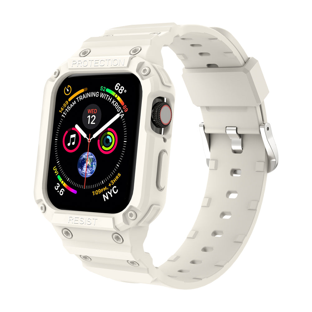 For Apple Watch Series 9 8 7 41mm / 9 8 7 41 45mm Watch Band Replacement TPU Strap with Case Cover - Starlight