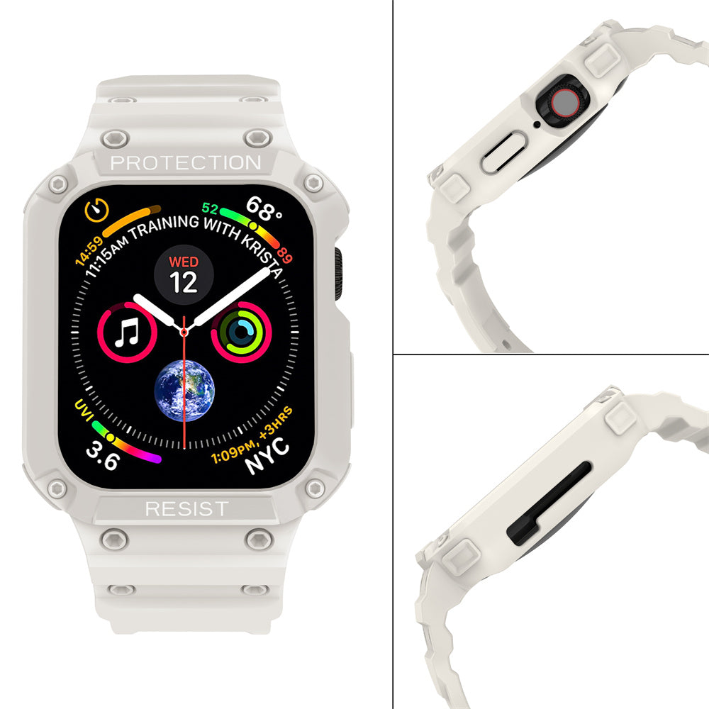 For Apple Watch Series 9 8 7 41mm / 9 8 7 41 45mm Watch Band Replacement TPU Strap with Case Cover - Starlight