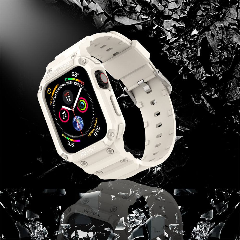For Apple Watch Series 9 8 7 41mm / 9 8 7 41 45mm Watch Band Replacement TPU Strap with Case Cover - Starlight