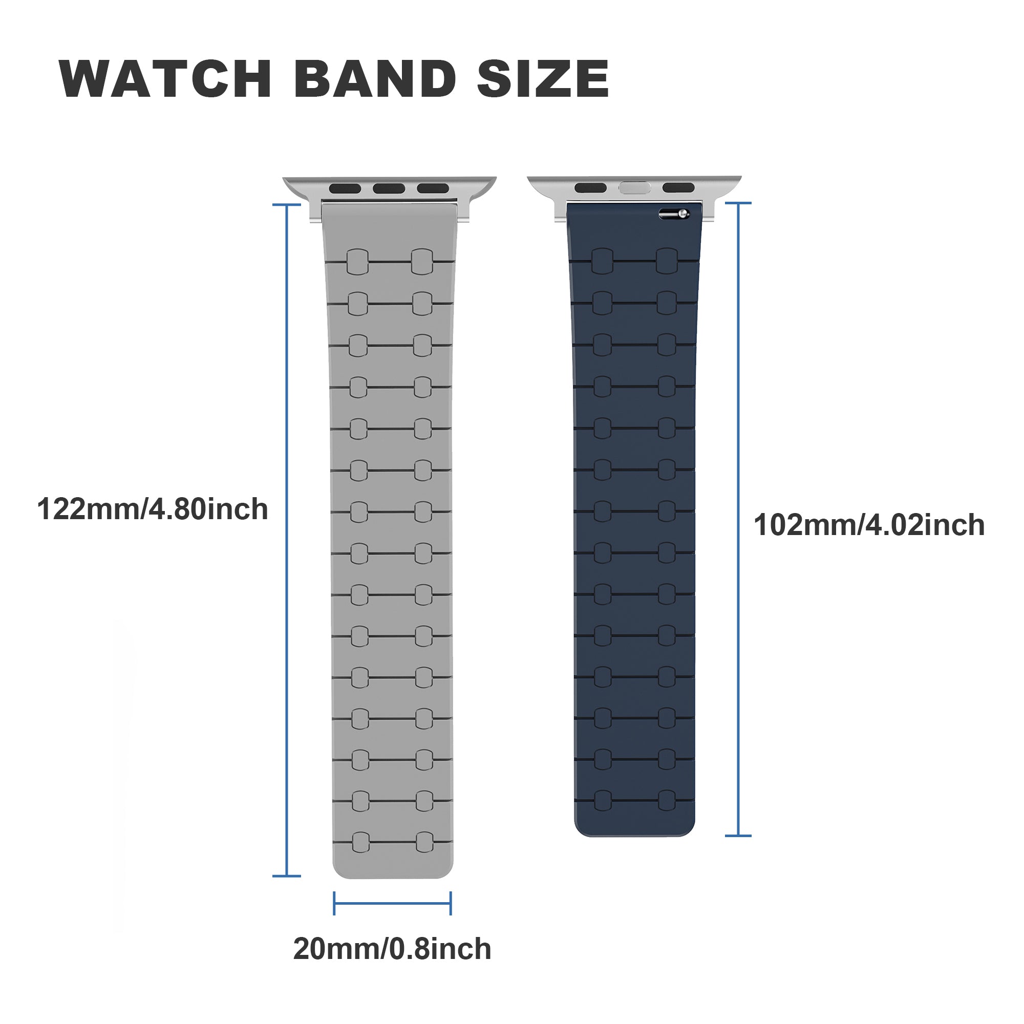 For Apple Watch Series 9 8 7 41mm / 6 5 4 SE (2022) SE (2023) SE 40mm / 3 2 1 38mm Replacement Strap Silicone Magnetic Watch Band - Black / Grey