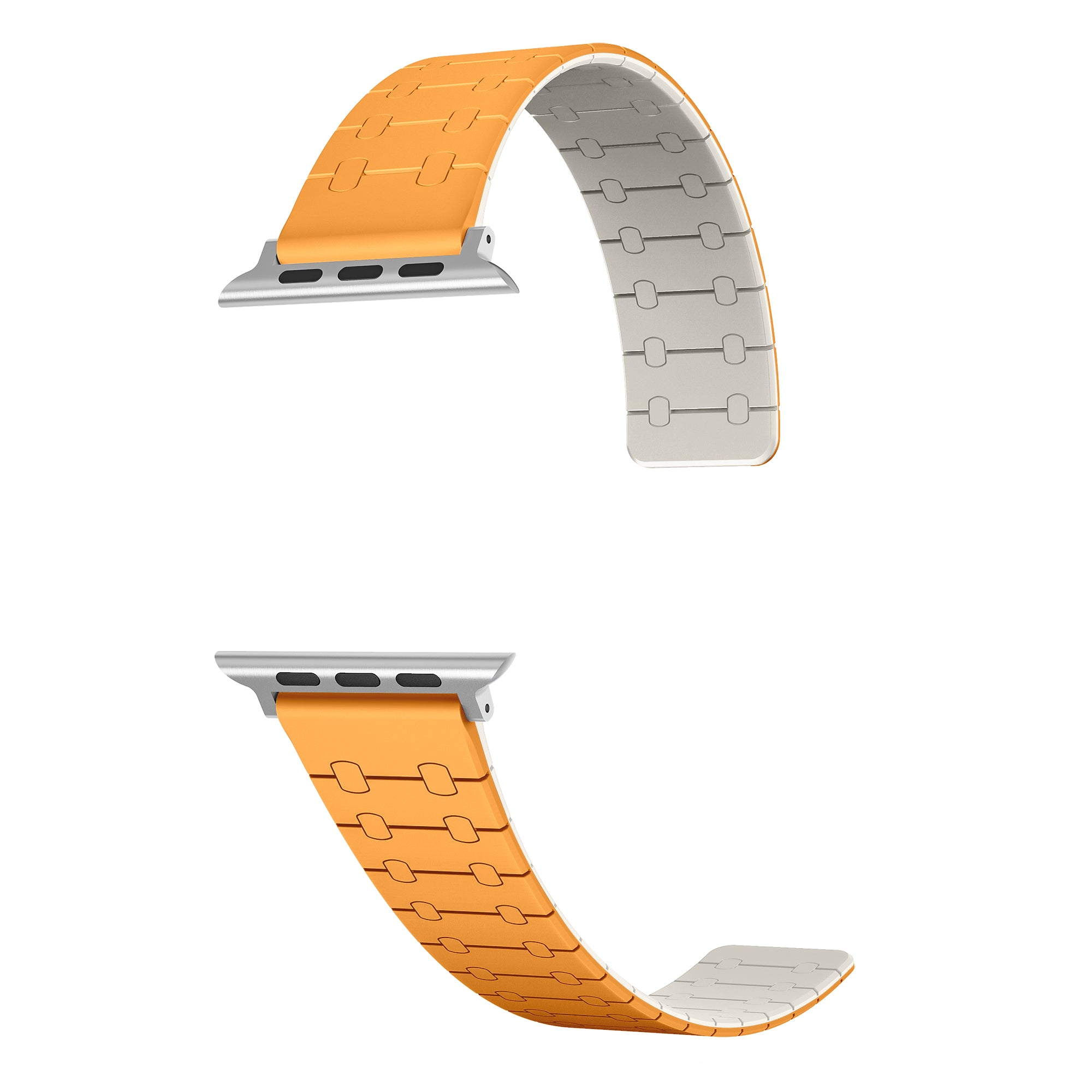 For Apple Watch Series 9 8 7 41mm / 6 5 4 SE (2022) SE (2023) SE 40mm / 3 2 1 38mm Replacement Strap Silicone Magnetic Watch Band - Orange / Starlight