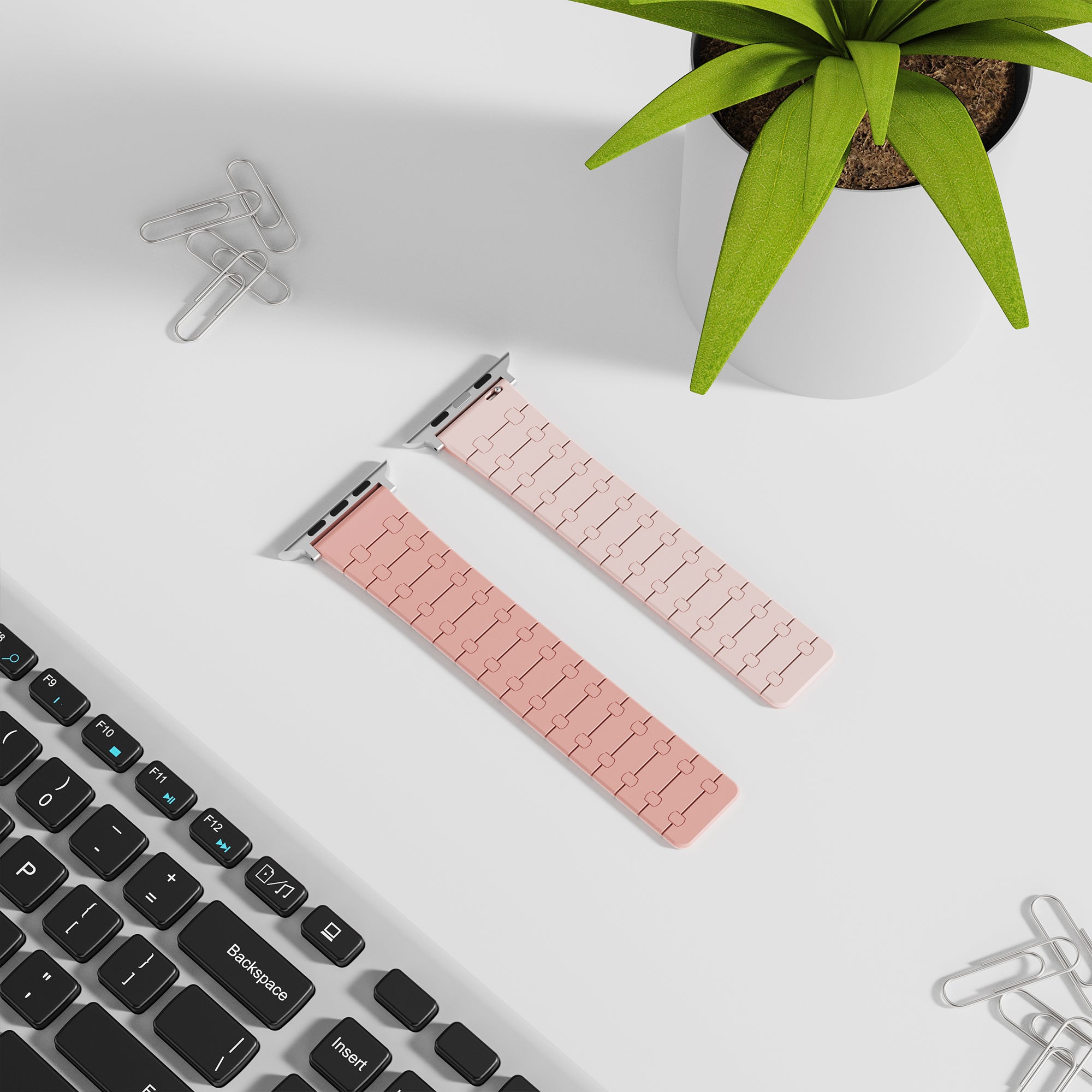 For Apple Watch Series 9 8 7 41mm / 6 5 4 SE (2022) SE (2023) SE 40mm / 3 2 1 38mm Replacement Strap Silicone Magnetic Watch Band - Pink / Light Pink