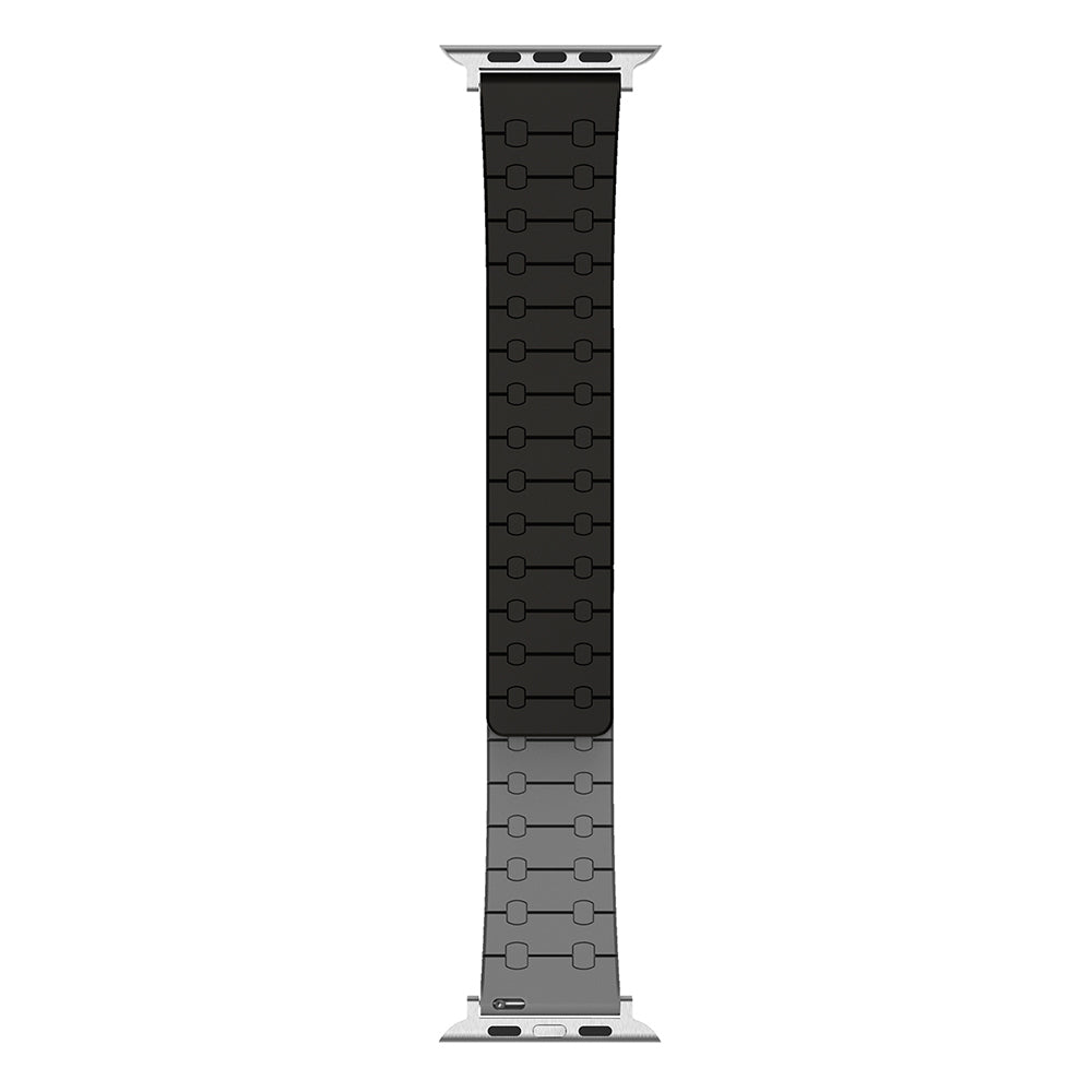 For Apple Watch Ultra 2 Ultra 49mm  /  9 8 7 45mm  /  6 5 4 SE (2023) SE (2022) SE 44mm  /  3 2 1 42mm Silicone Magnetic Band Strap - Black / Grey