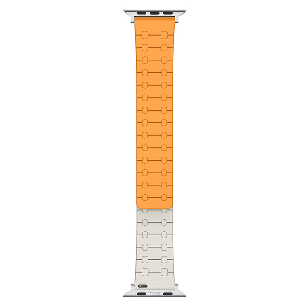 For Apple Watch Ultra 2 Ultra 49mm  /  9 8 7 45mm  /  6 5 4 SE (2023) SE (2022) SE 44mm  /  3 2 1 42mm Silicone Magnetic Band Strap - Orange / Starlight