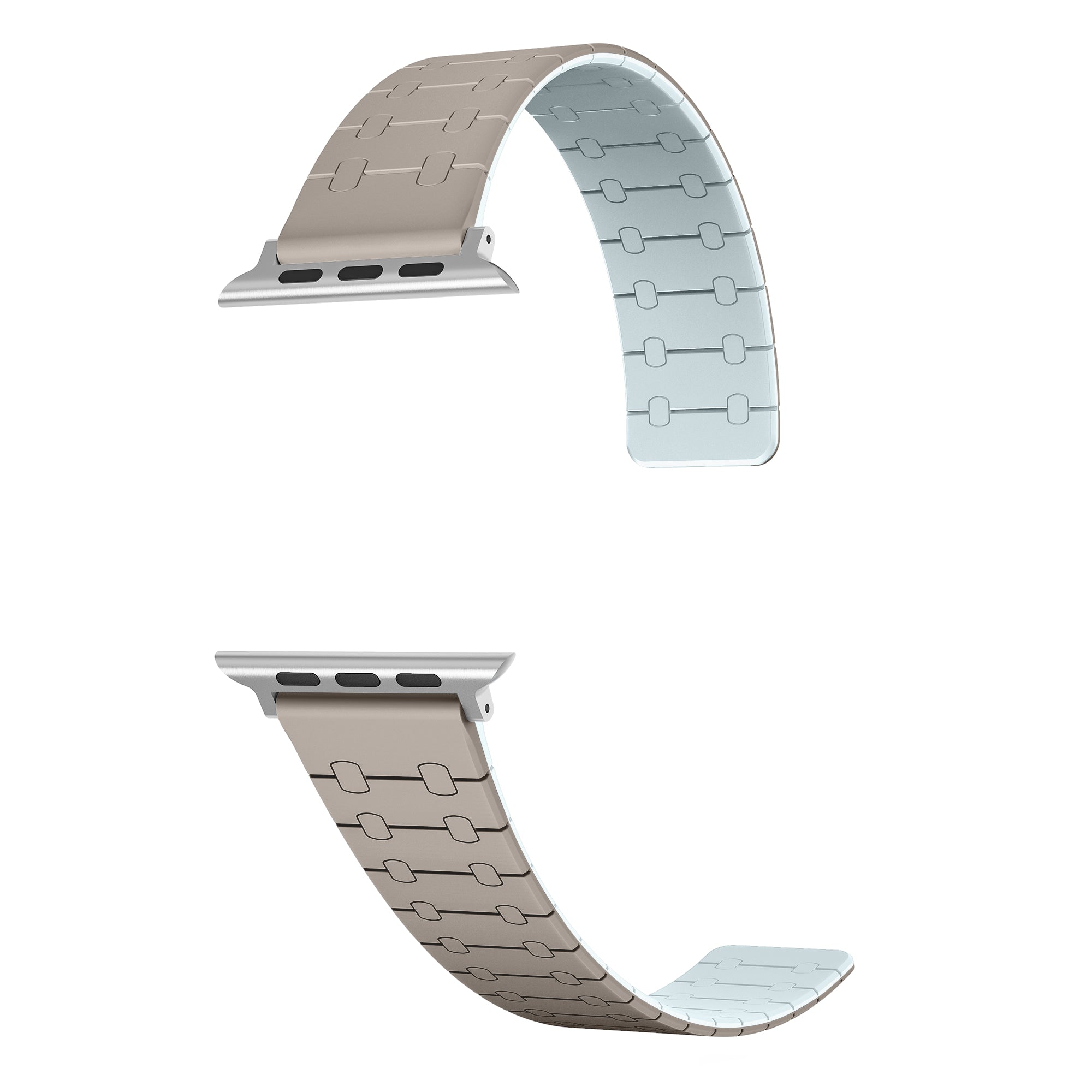 For Apple Watch Ultra 2 Ultra 49mm  /  9 8 7 45mm  /  6 5 4 SE (2023) SE (2022) SE 44mm  /  3 2 1 42mm Silicone Magnetic Band Strap - Khaki / Light Cyan