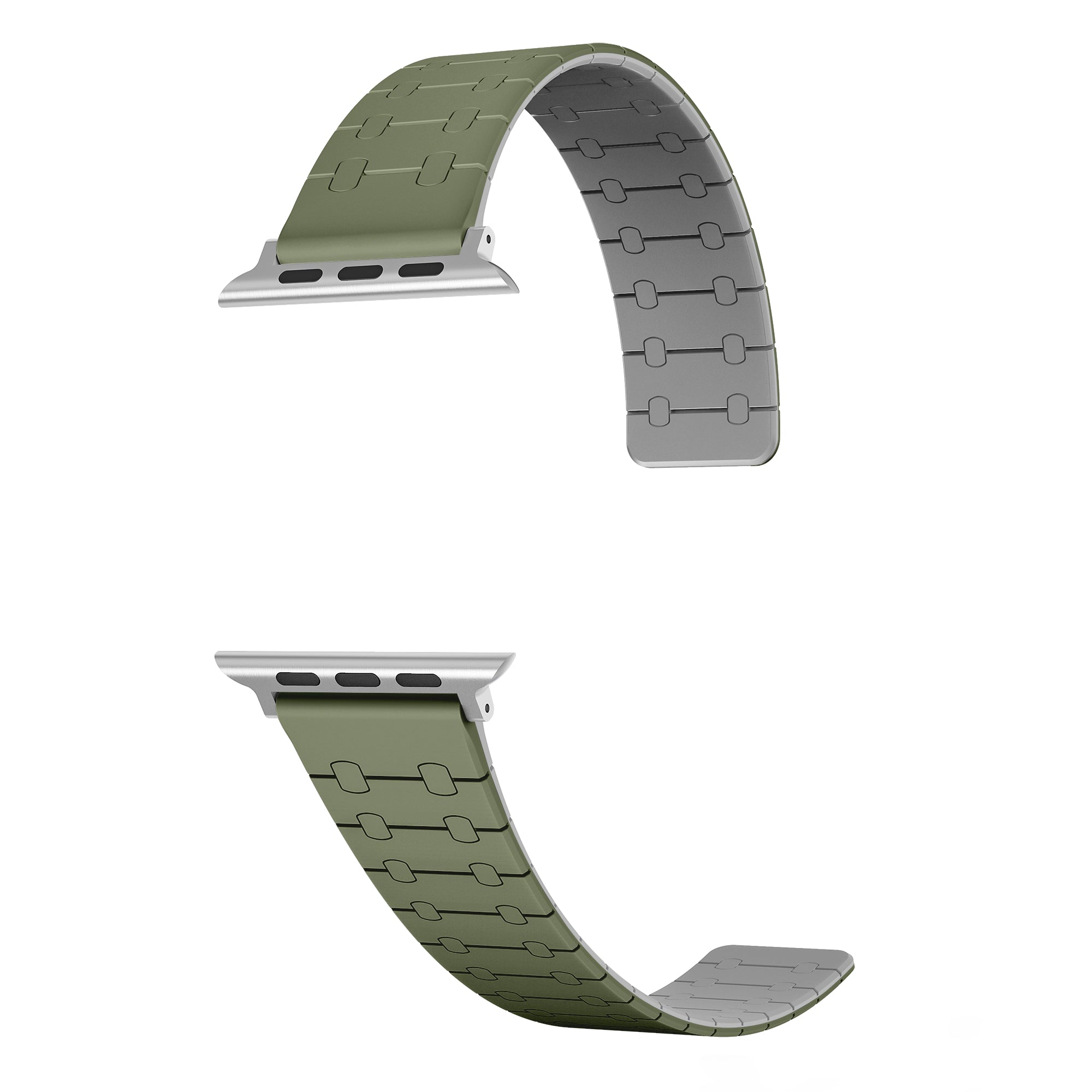For Apple Watch Ultra 2 Ultra 49mm  /  9 8 7 45mm  /  6 5 4 SE (2023) SE (2022) SE 44mm  /  3 2 1 42mm Silicone Magnetic Band Strap - Green / Grey