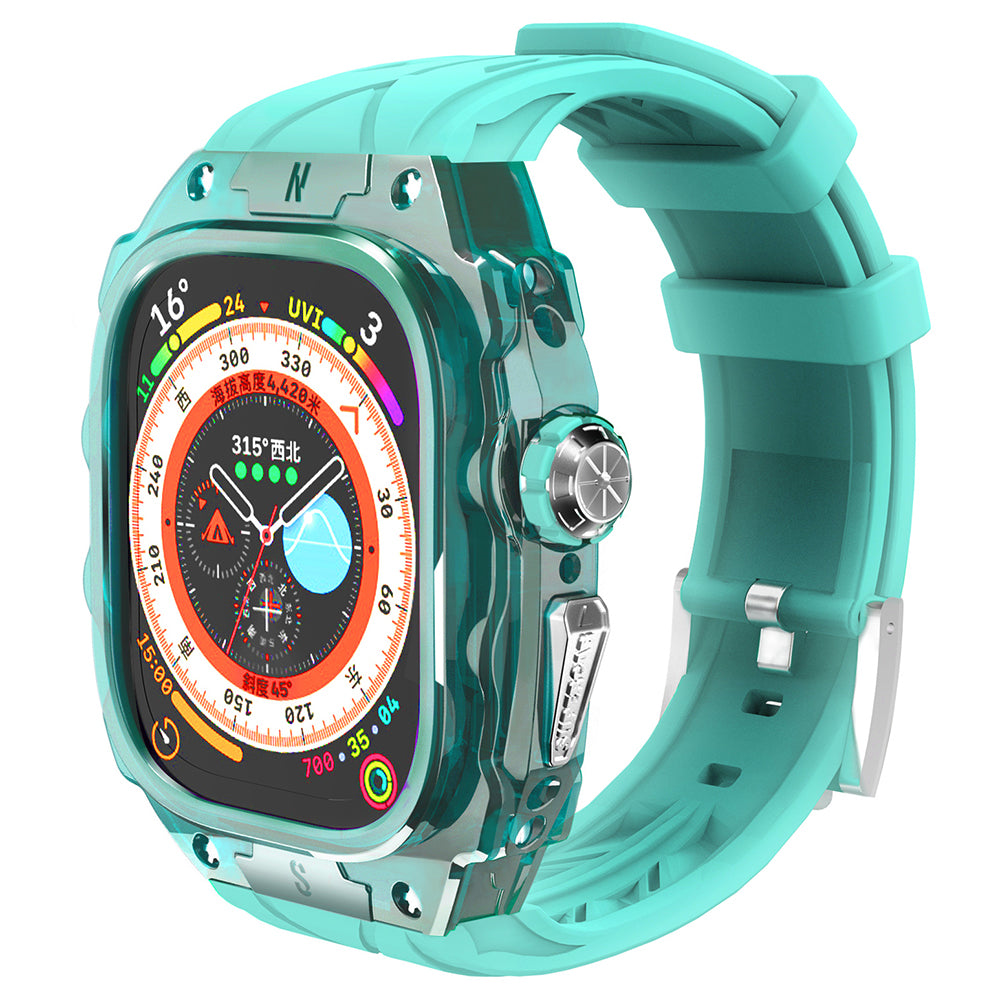 For Apple Watch Ultra 49mm / Ultra 2 49mm Watch Band Silicone Strap + Integrated Watch Case - Green