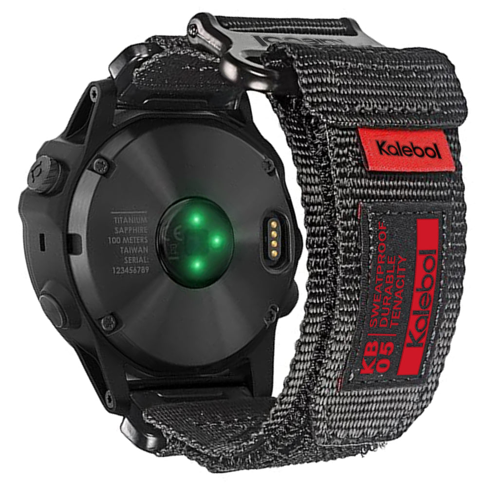 For Garmin Tactix 7 AMOLED Edition / Tactix 7 Pro / QuickFit 26mm Watch Strap Nylon Sticker Wrist Band - Black