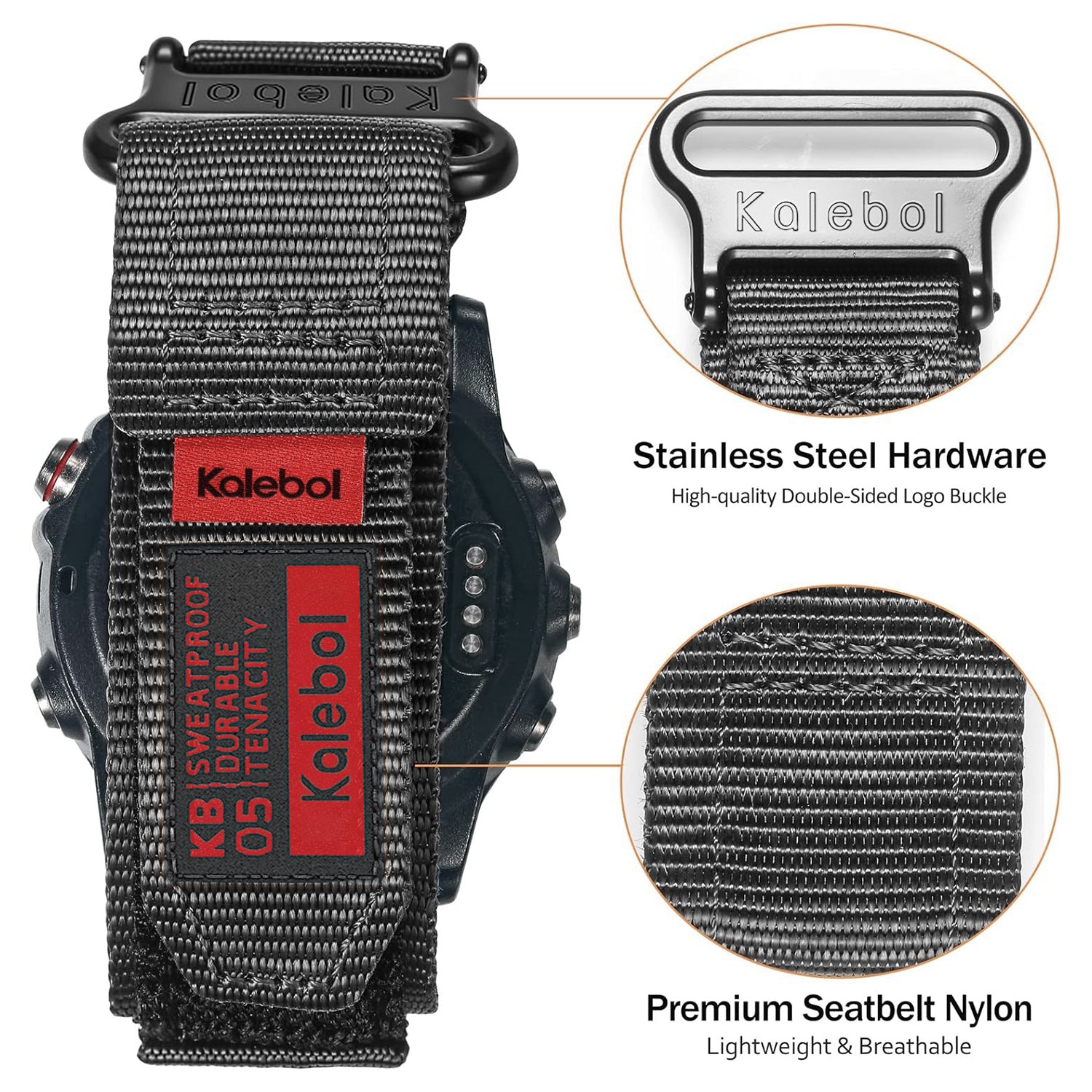 For Garmin Tactix 7 AMOLED Edition / Tactix 7 Pro / QuickFit 26mm Watch Strap Nylon Sticker Wrist Band - Black