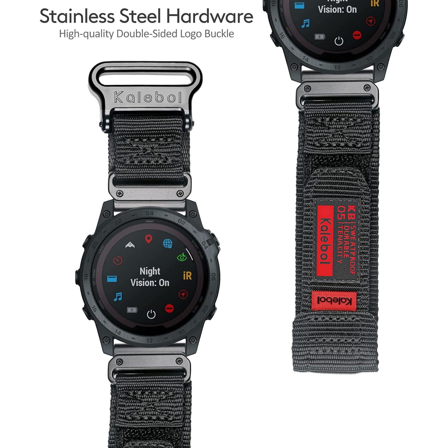 For Garmin Tactix 7 AMOLED Edition / Tactix 7 Pro / QuickFit 26mm Watch Strap Nylon Sticker Wrist Band - Black