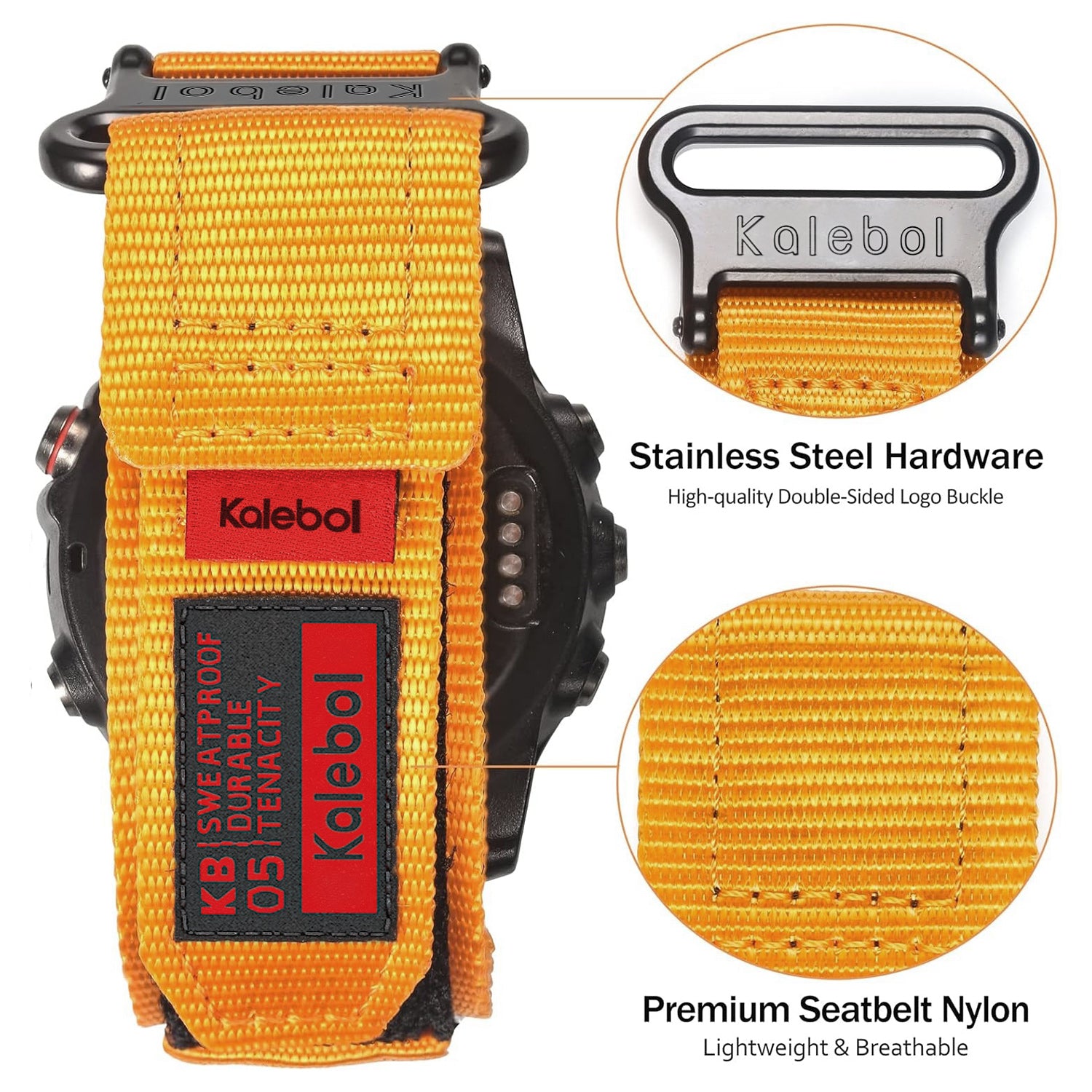 For Garmin Tactix 7 AMOLED Edition / Tactix 7 Pro / QuickFit 26mm Watch Strap Nylon Sticker Wrist Band - Orange