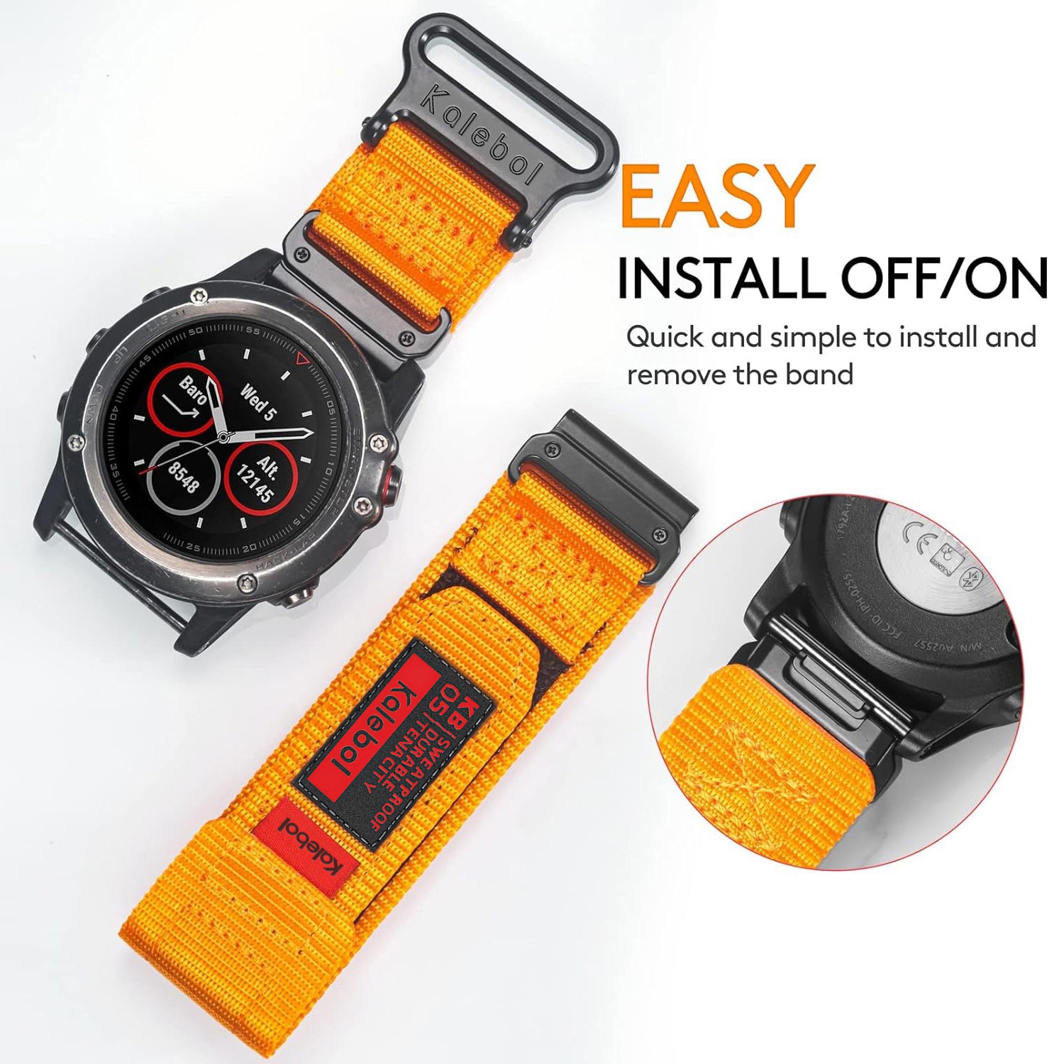 For Garmin Tactix 7 AMOLED Edition / Tactix 7 Pro / QuickFit 26mm Watch Strap Nylon Sticker Wrist Band - Orange