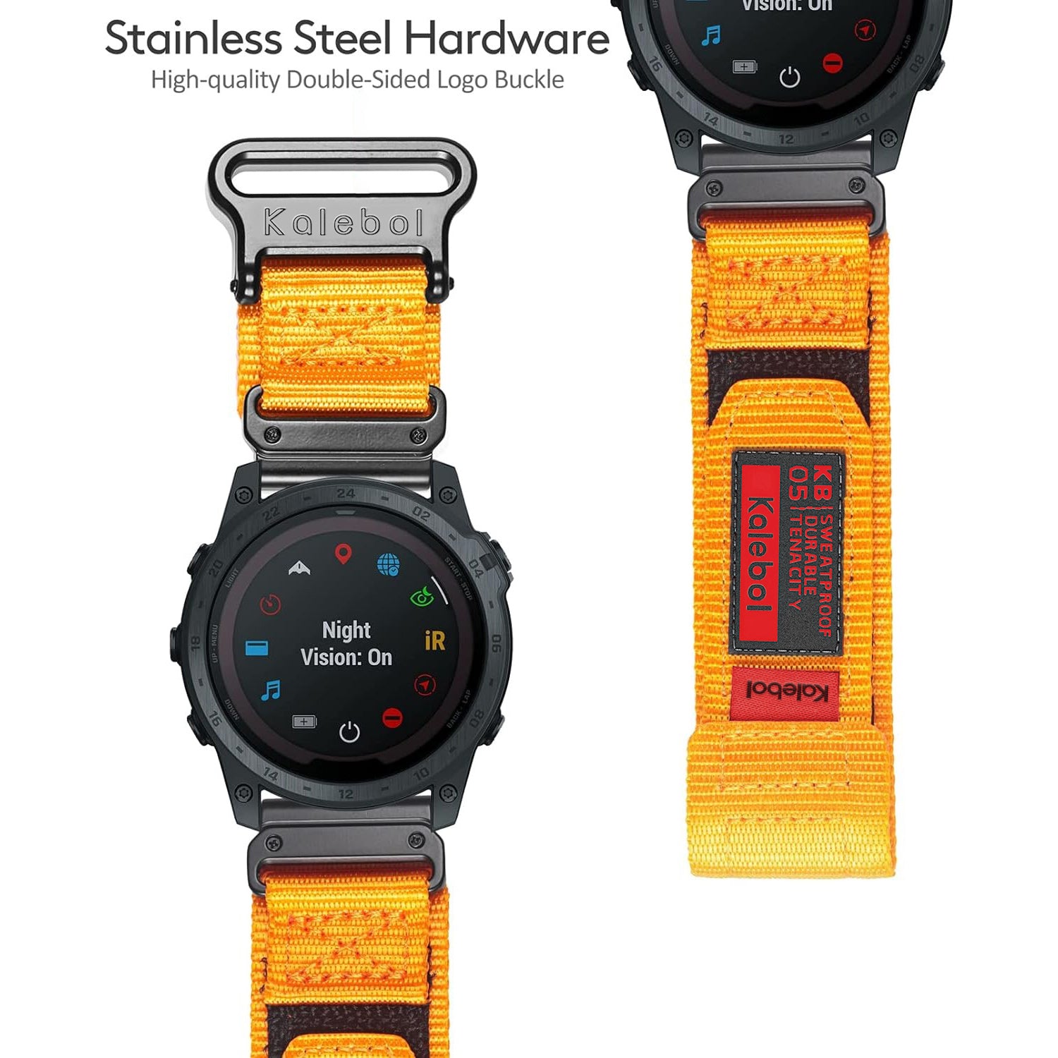 For Garmin Tactix 7 AMOLED Edition / Tactix 7 Pro / QuickFit 26mm Watch Strap Nylon Sticker Wrist Band - Orange