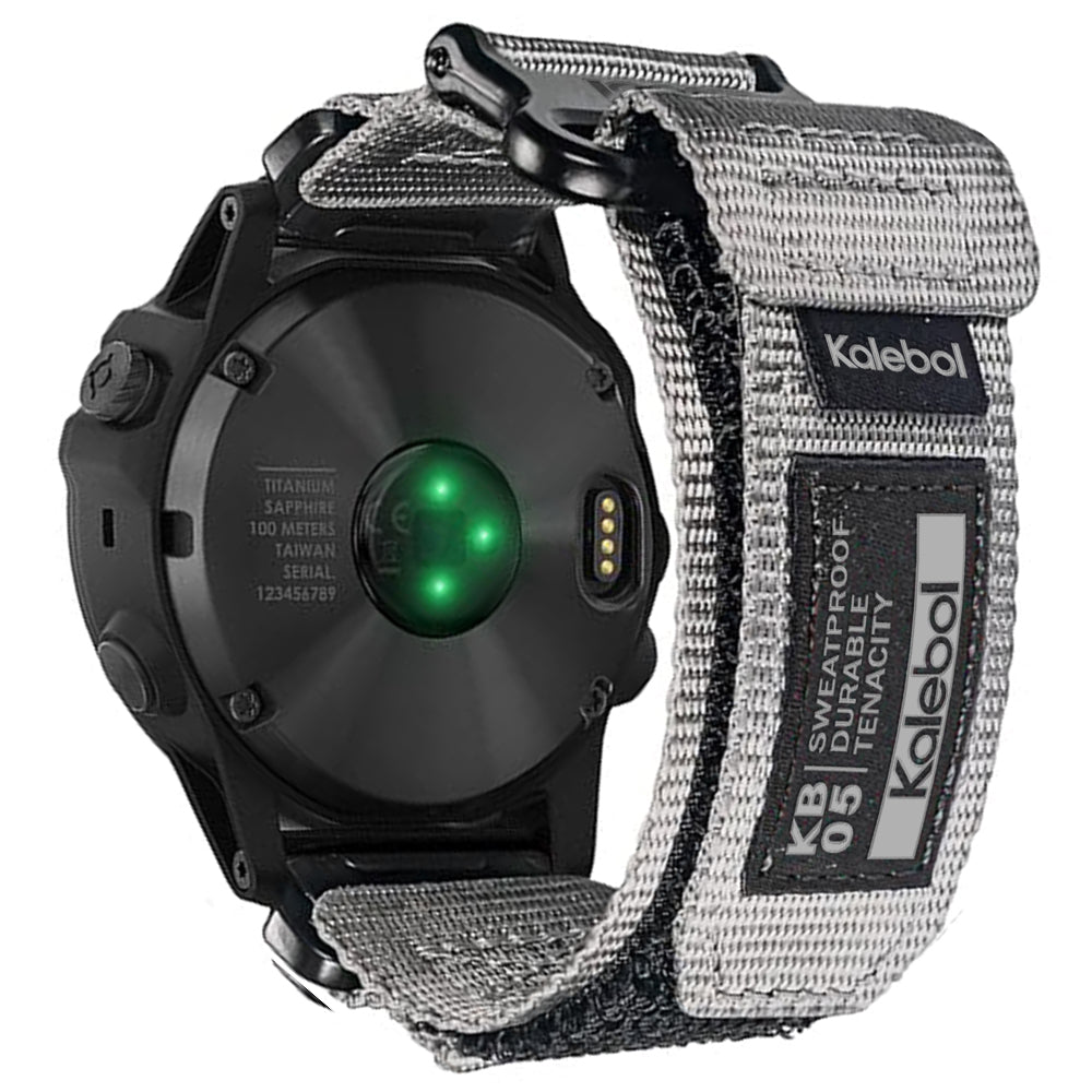 For Garmin Tactix 7 AMOLED Edition / Tactix 7 Pro / QuickFit 26mm Watch Strap Nylon Sticker Wrist Band - Grey