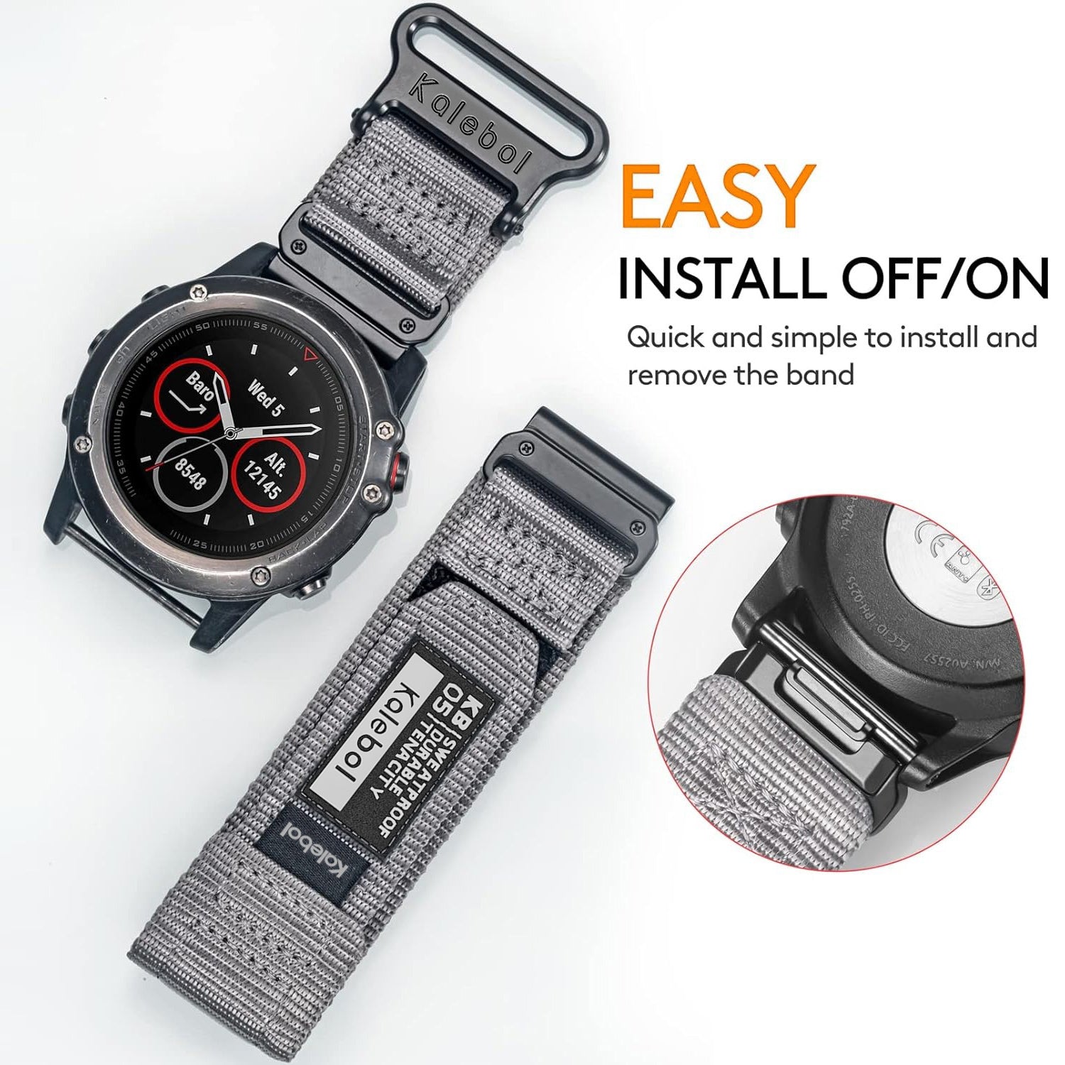 For Garmin Tactix 7 AMOLED Edition / Tactix 7 Pro / QuickFit 26mm Watch Strap Nylon Sticker Wrist Band - Grey
